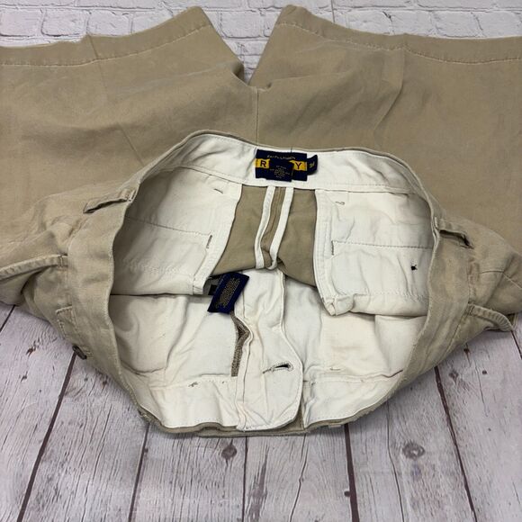 Vintage Ralph Lauren Rugby Men Flat Front Chino Shorts Size 36 Beige M294 -29 - Picture 15 of 16